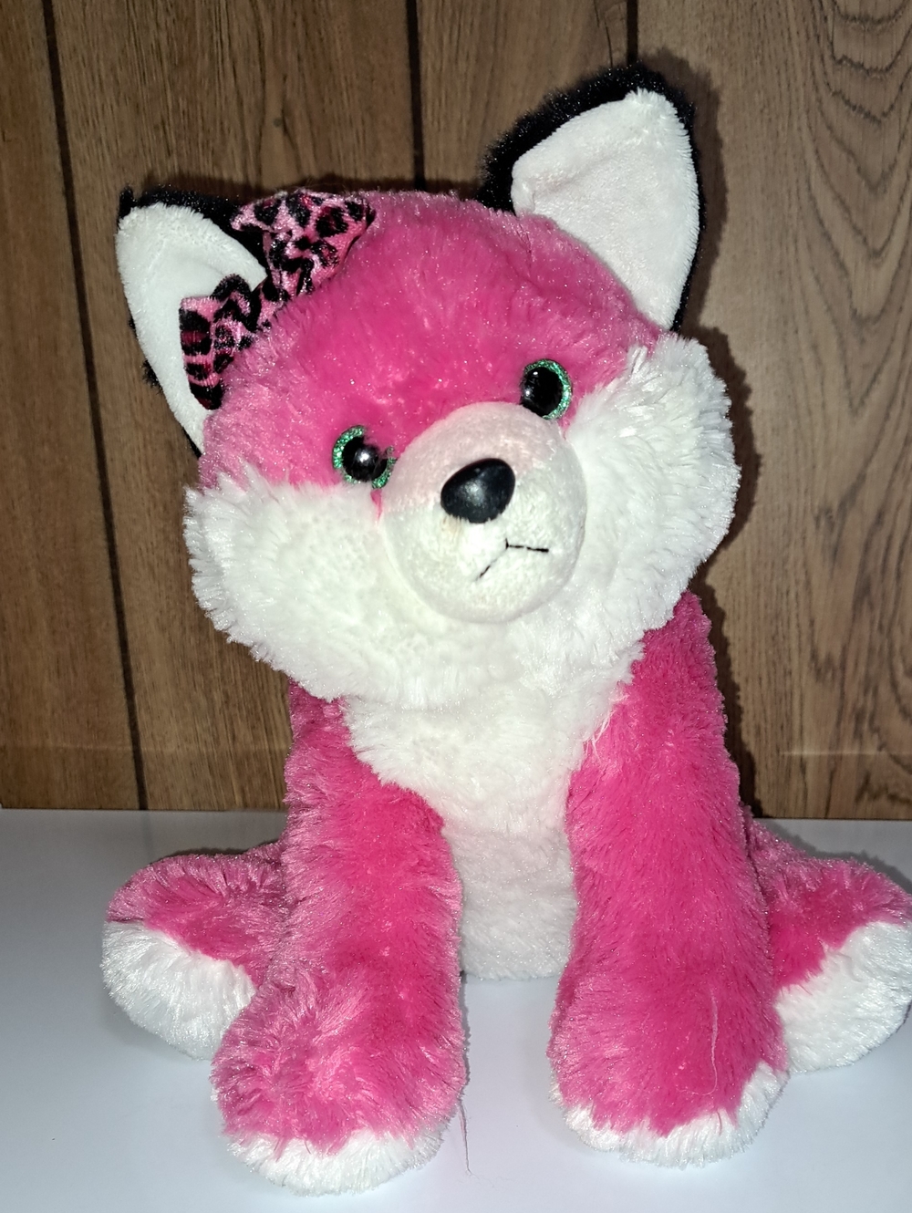 12 Inch girlz nation Plush Pink & White Fox Stuffed Animal. Aurora Corporation